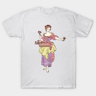 Cute and colorful drawing of an 18th century flower girl T-Shirt